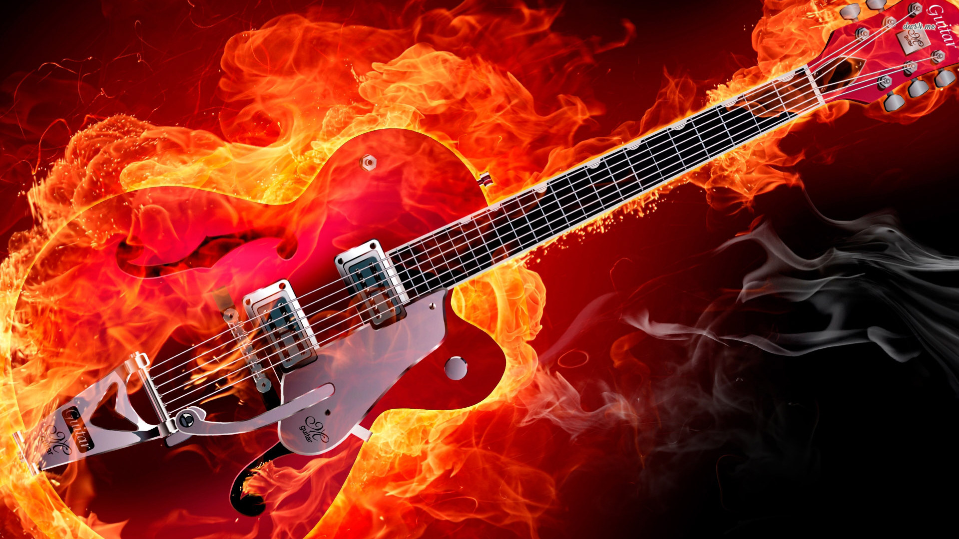 Flaming Guitar Wallpaper Music