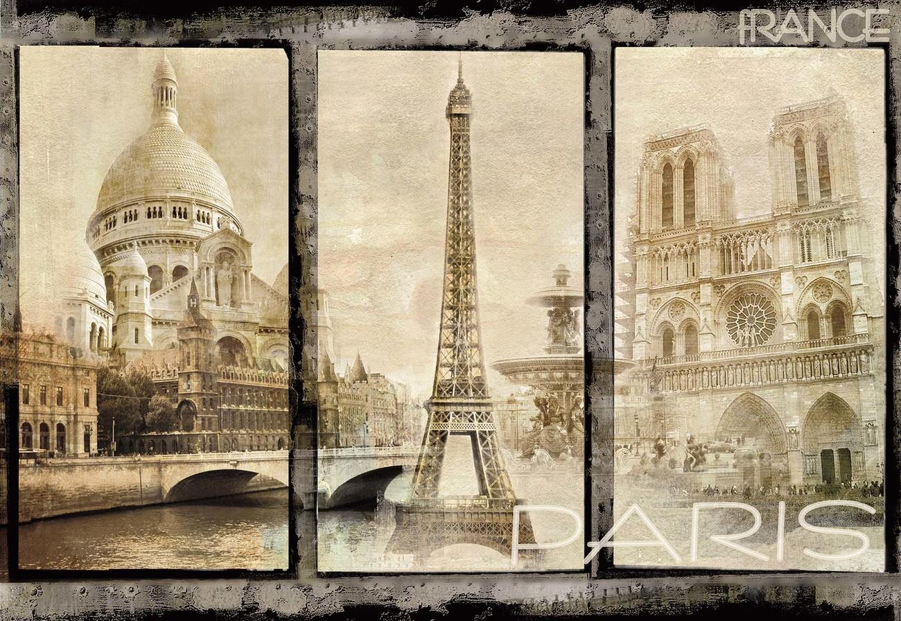 Vintage Paris Tryptich Wall Paper Mural Buy At Europosters
