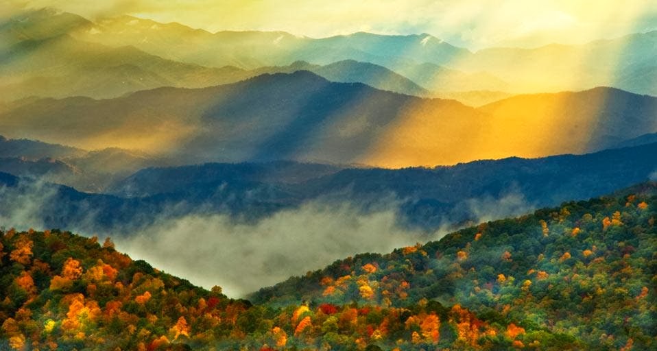 Fall Colours In The Great Smoky Mountains North Carolina Us