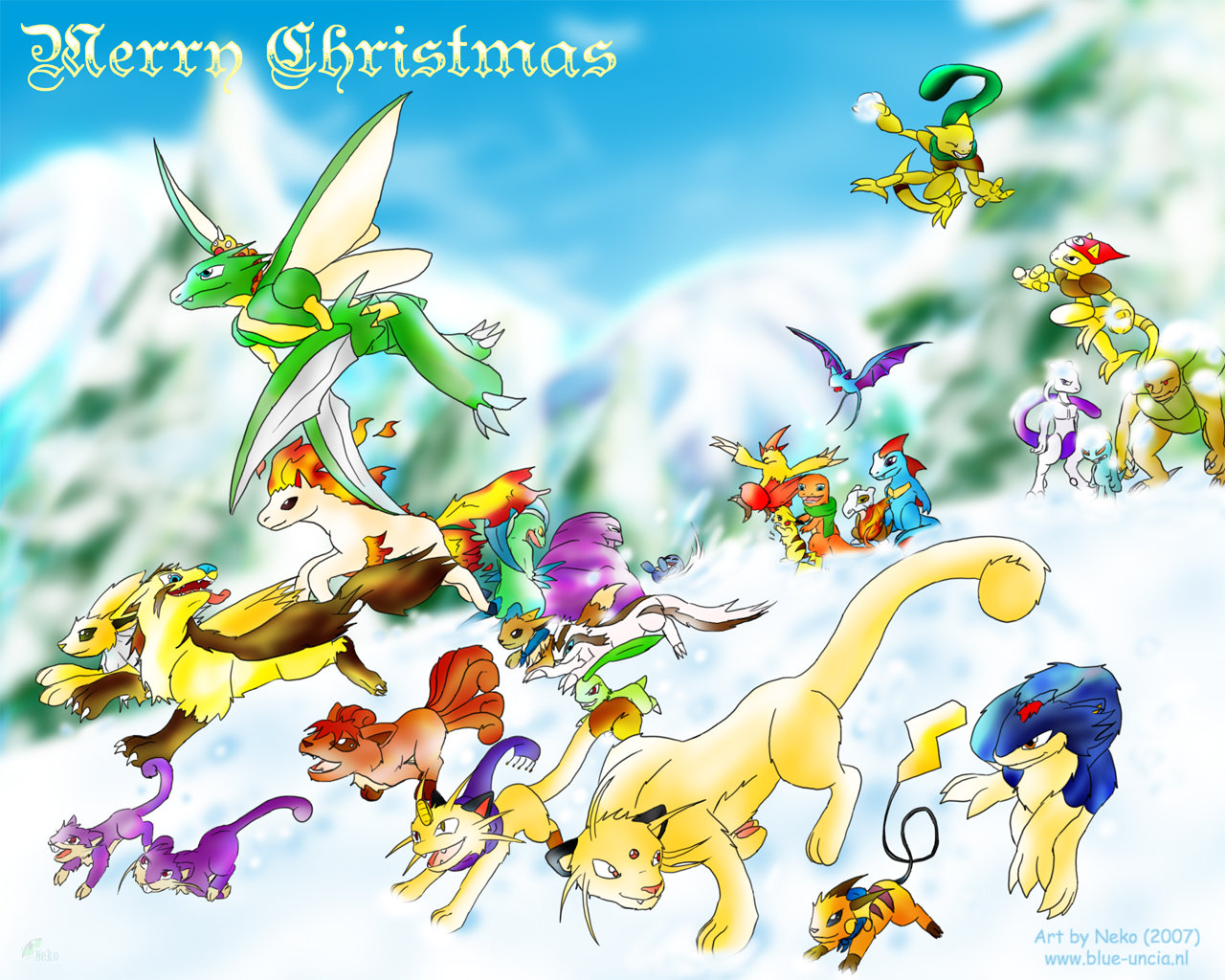 Pokemon Christmas Fanart By Blue Uncia