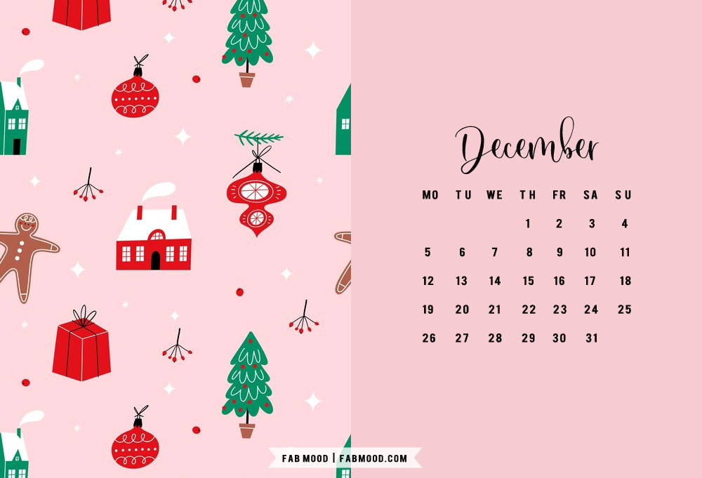 Christmas Calendar Wallpaper December Pink