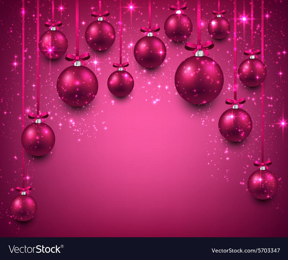 Arc Background With Magenta Christmas Balls Vector Image