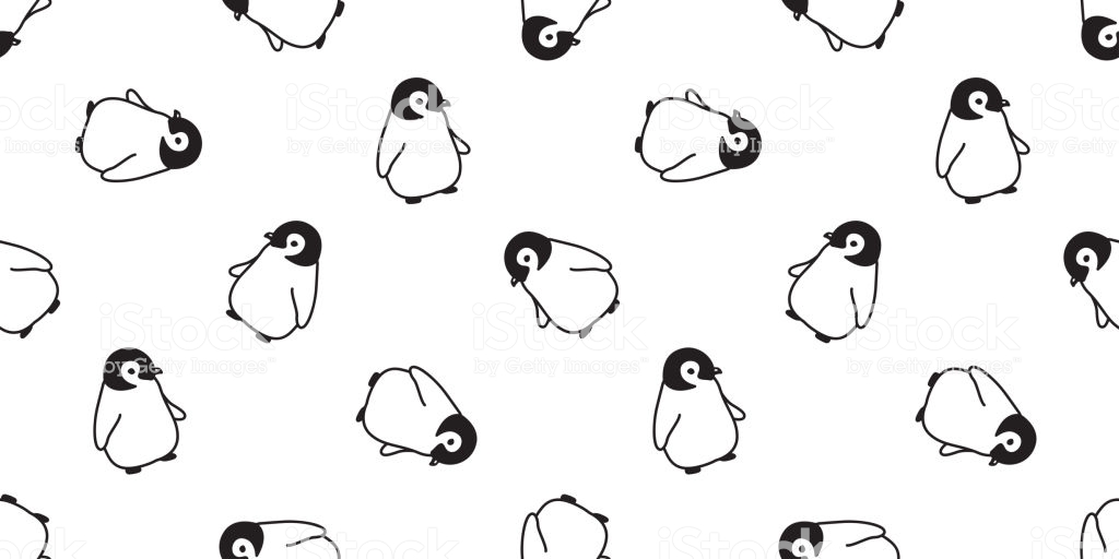 Penguin Seamless Pattern Vector Cartoon Fish Salmon Bird Tile