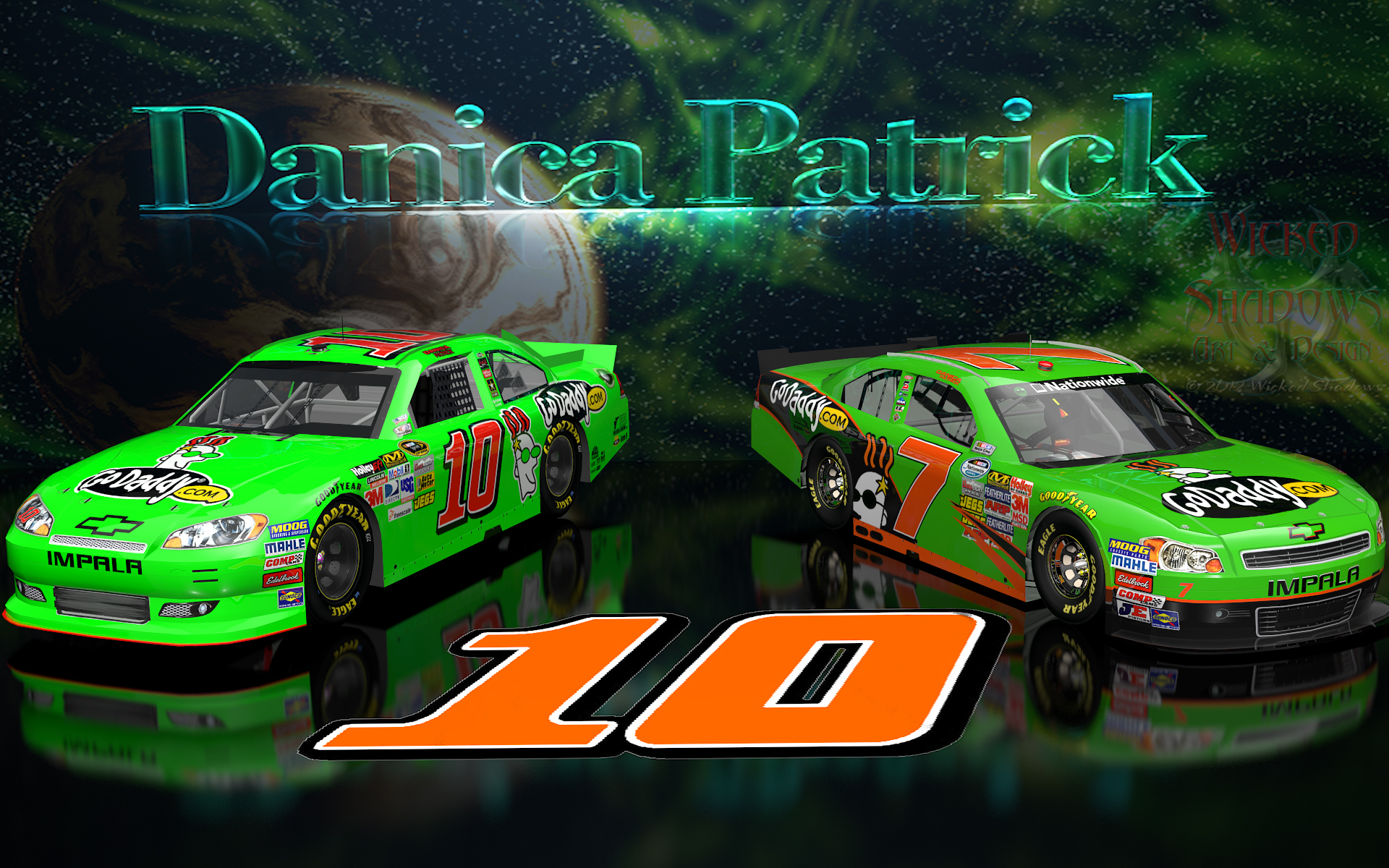 Danica Patrick Nns And Cup Go Daddy Cars Wallpaper