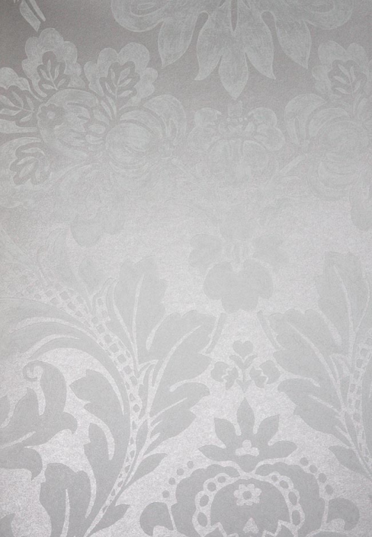 Silver And White Damask Wallpaper Elise