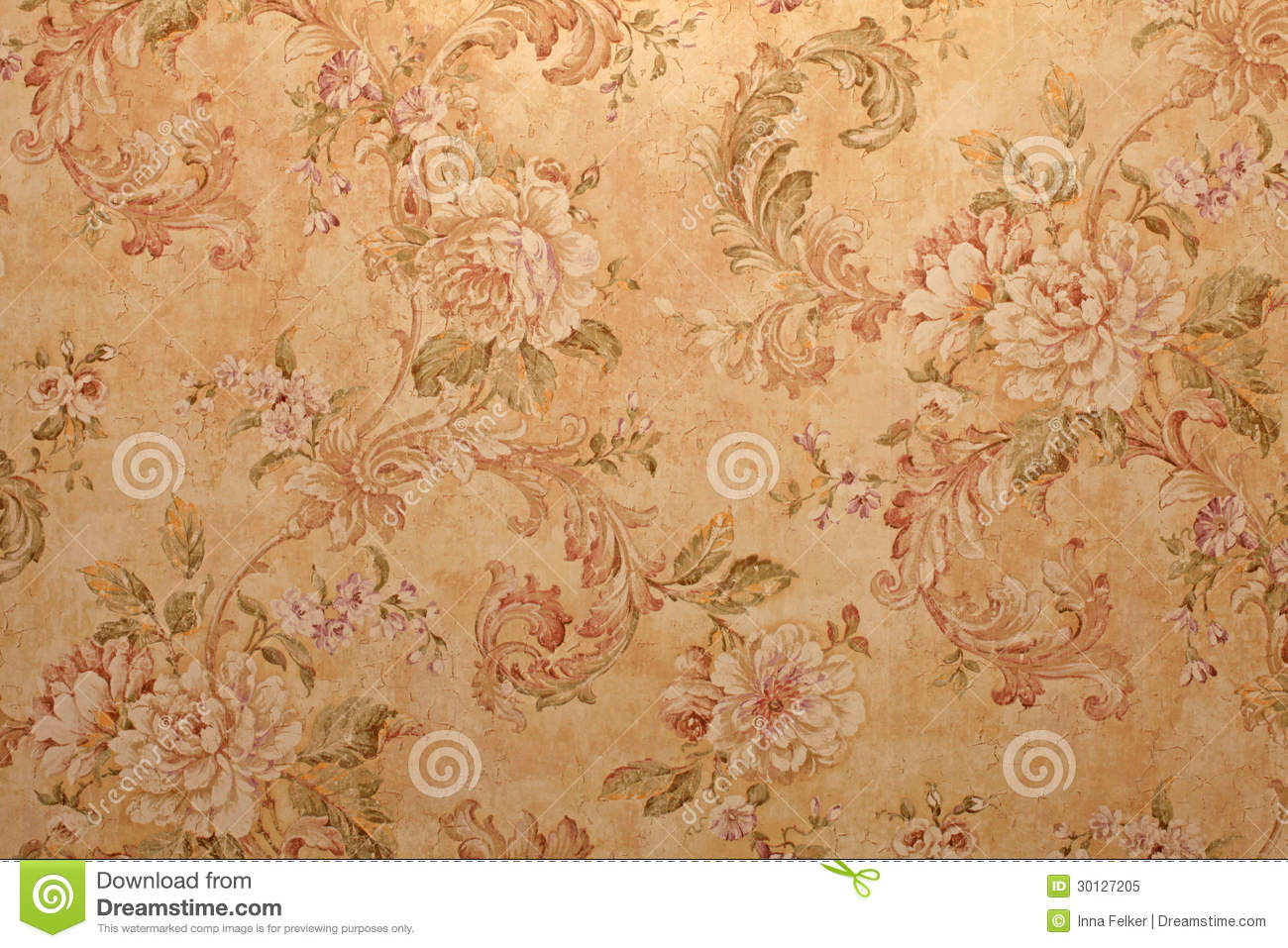 Vintage Victorian Floral Wallpaper With