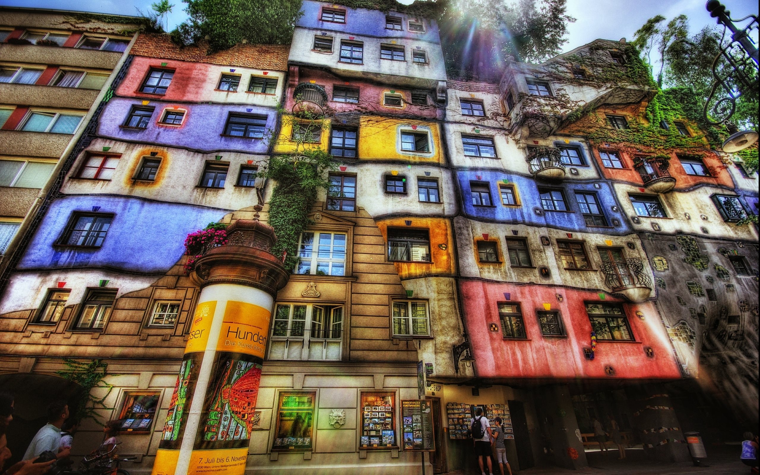 Wallpaper Hundertwasser House Vienna Colorful