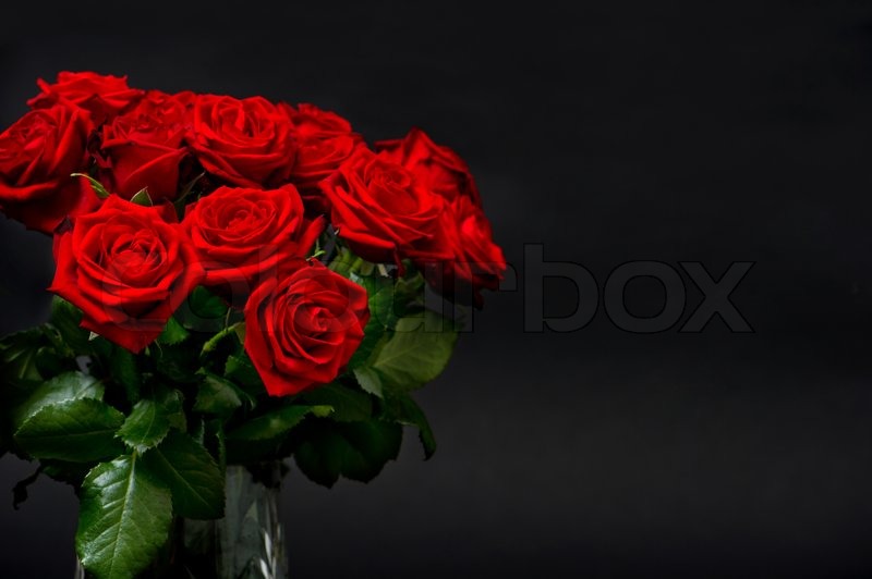 Stock Bild von red roses on black background