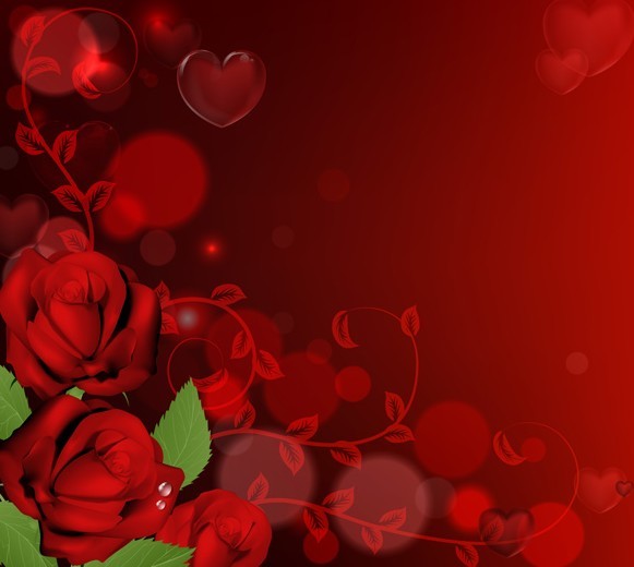 Vector Red Roses With Heart Background Titanui