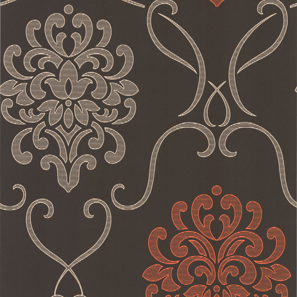Dl30445 Brown Modern Damask Suzette Decorline Wallpaper