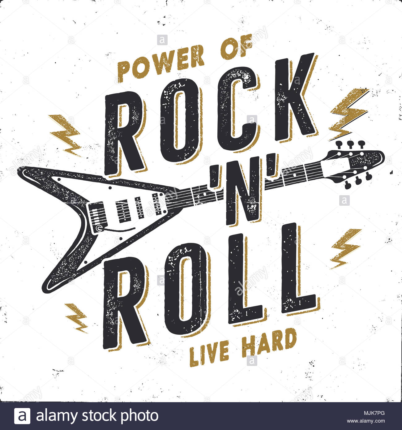 Vintage Hand Drawn Rock N Roll Poster Music Hard