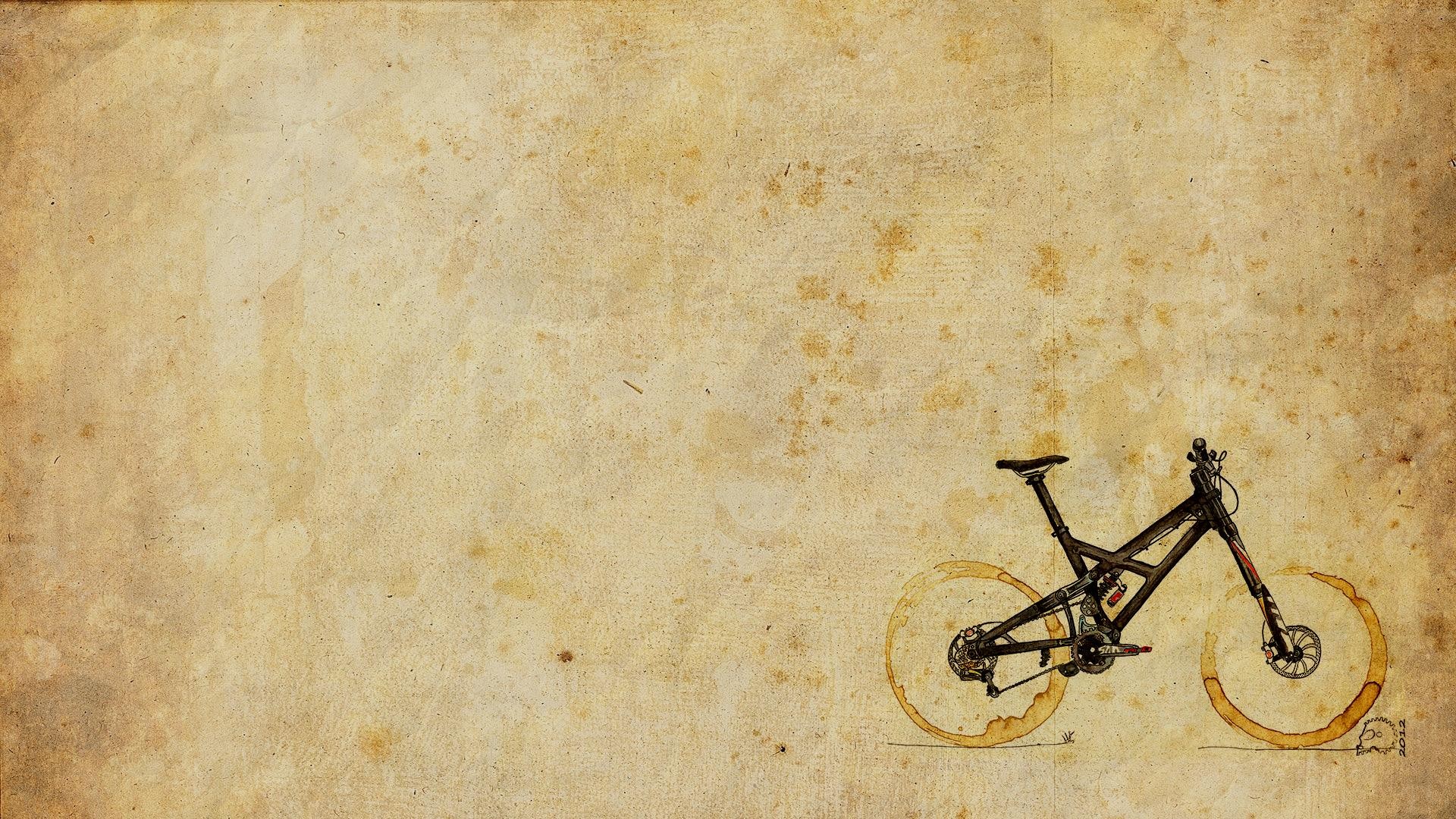 Minimalistic Stain Mountain Bikes Coffee Wallpaper