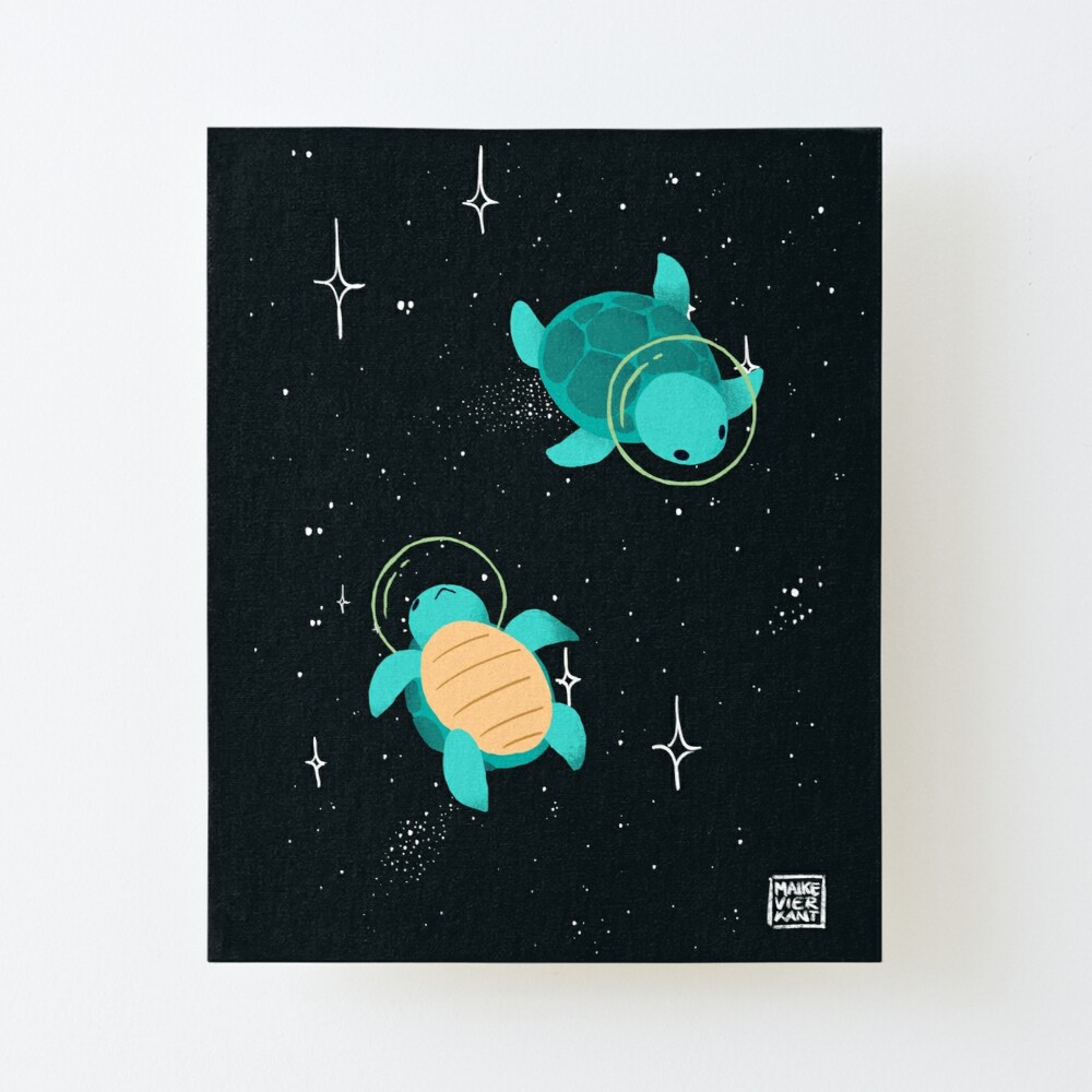 Space Turtles Mounted Print By Vierkant
