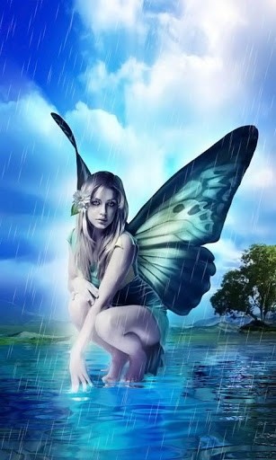 Bigger Raining Blue Fairy Daydream For Android Screenshot