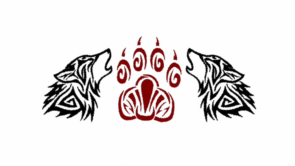 Tribal Wolf Head And Paw Wallpaper By Nezurick