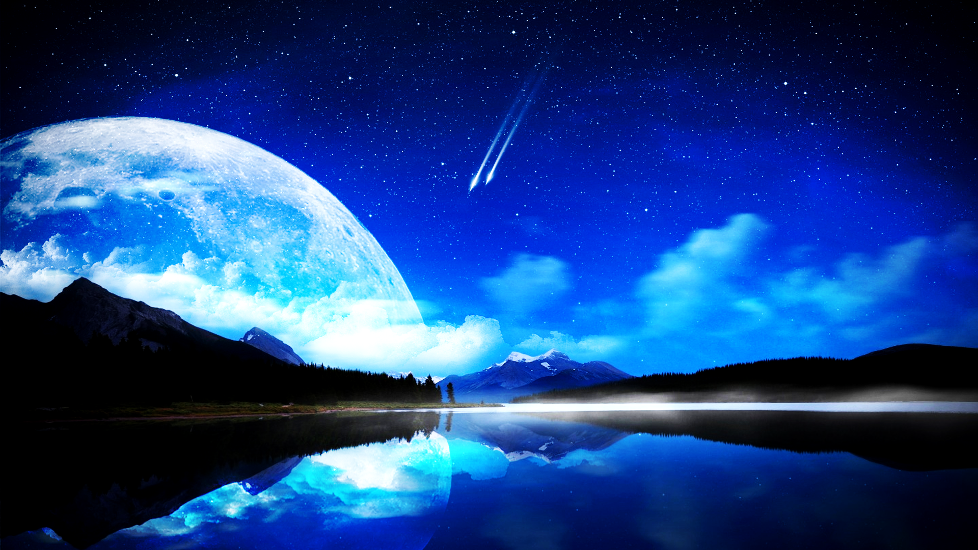 Moonlit  Blue aesthetic Beautiful moon Blue moon