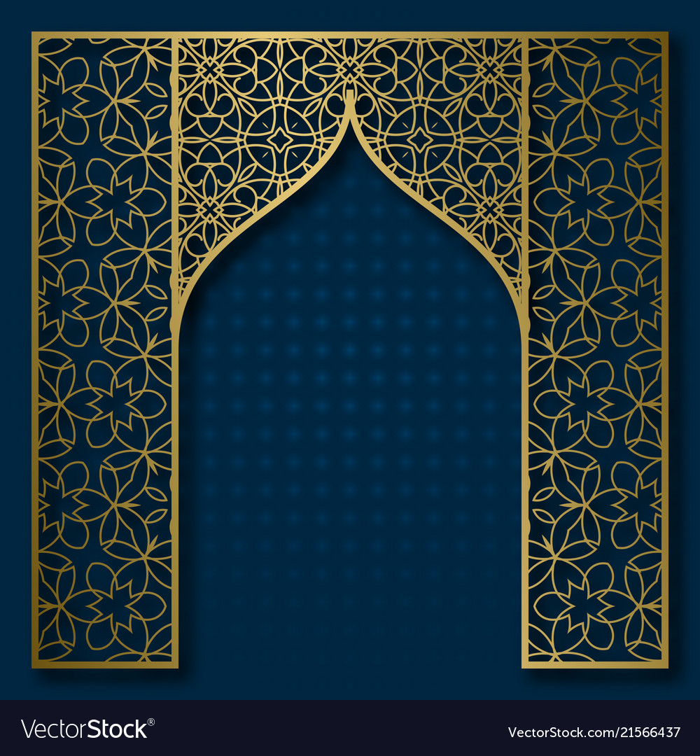 Traditional Background With Golden Arched Frame Vector Image
