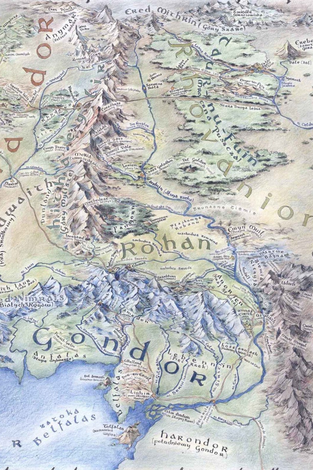 Large Detailed Map Of Middle Earth Desktop Wallpaper