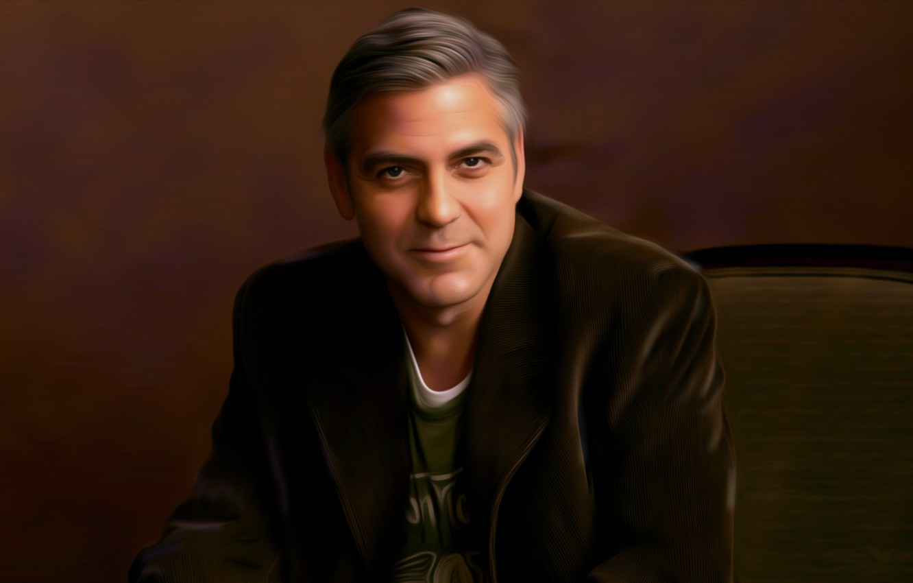Wallpaper smile art chair male jacket artist George Clooney