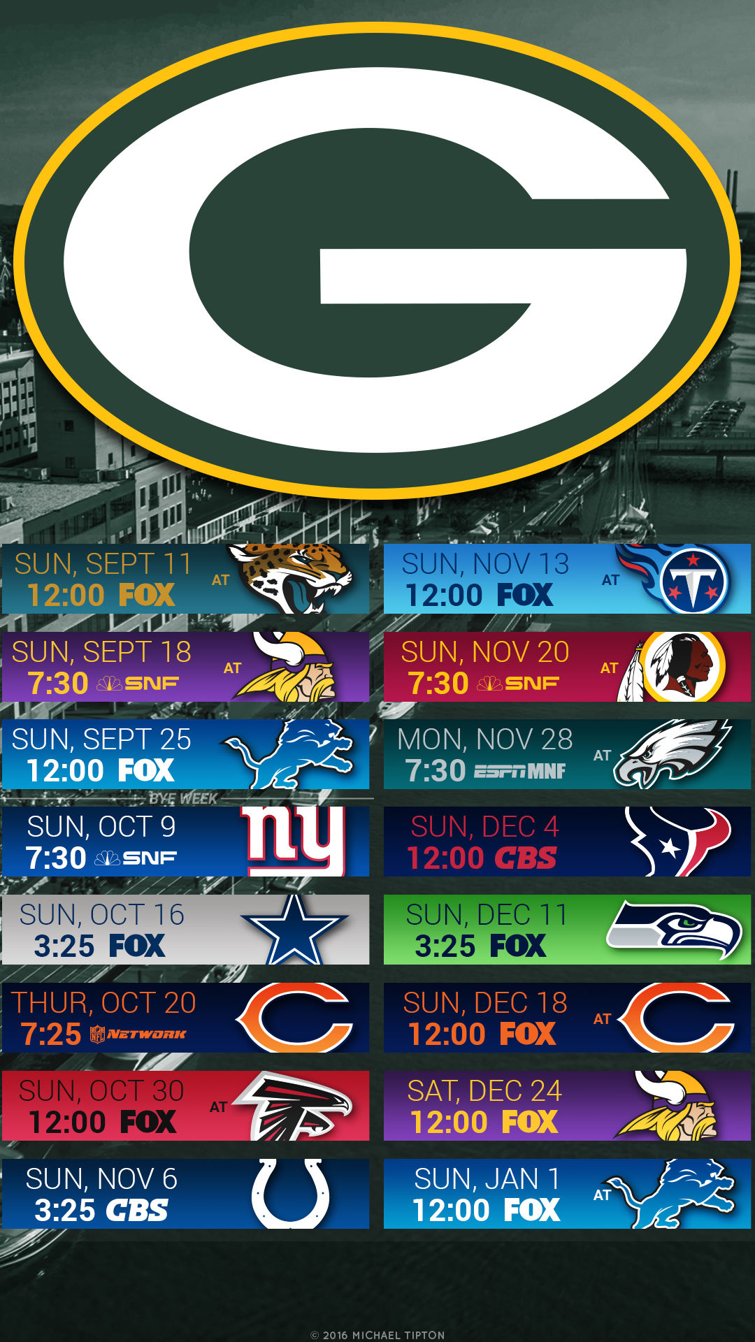 Green Bay Packers City Mobile Schedule Wallpaper