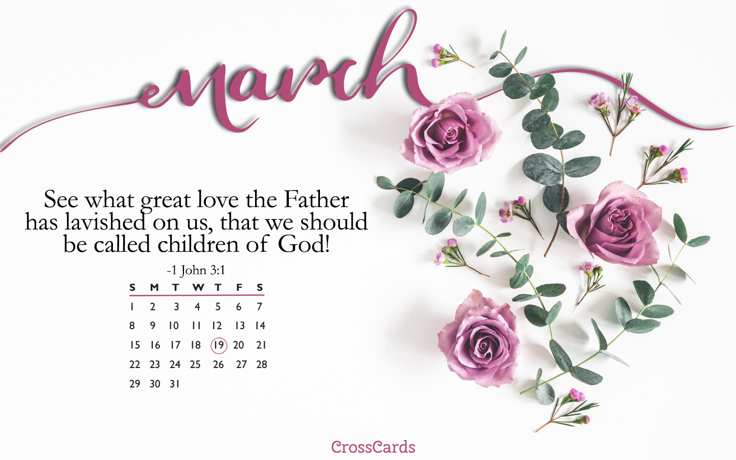 March Children Of God Desktop Calendar Wallpaper