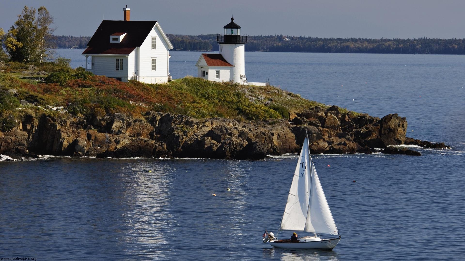 Island Lighthouse Near Camden Maine HD Wallpaper Creative Pics