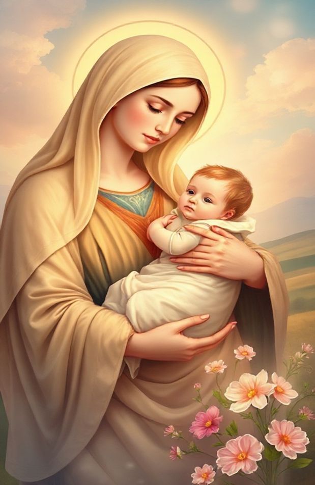 Mother Mary With Baby Jesus Wallpaper