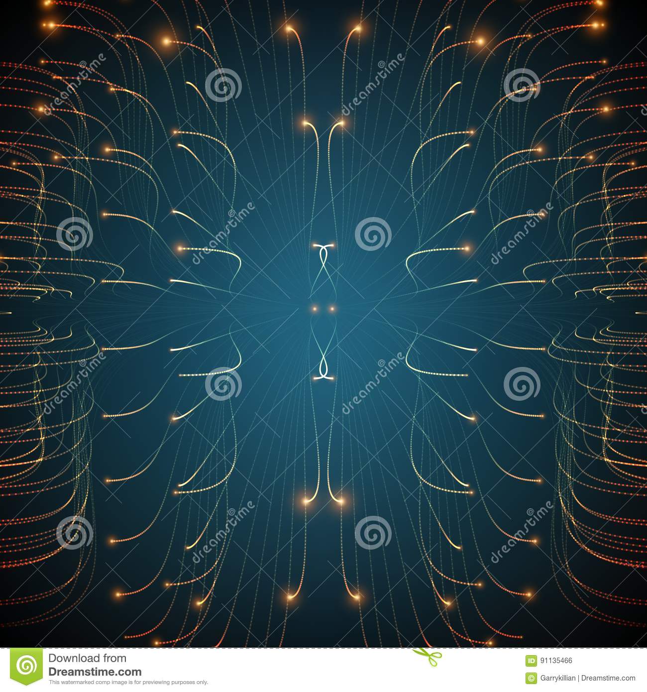 Abstract Vector Glowing Lines Mesh Background Bioluminescence Of