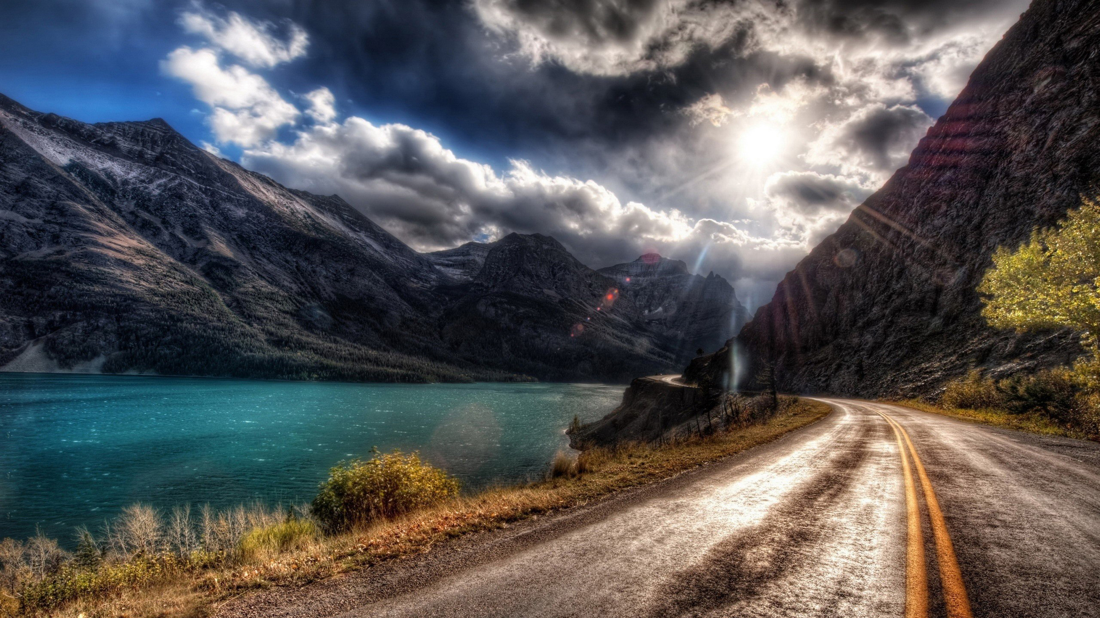 Mountains Lake Scenery 4k Wallpaper