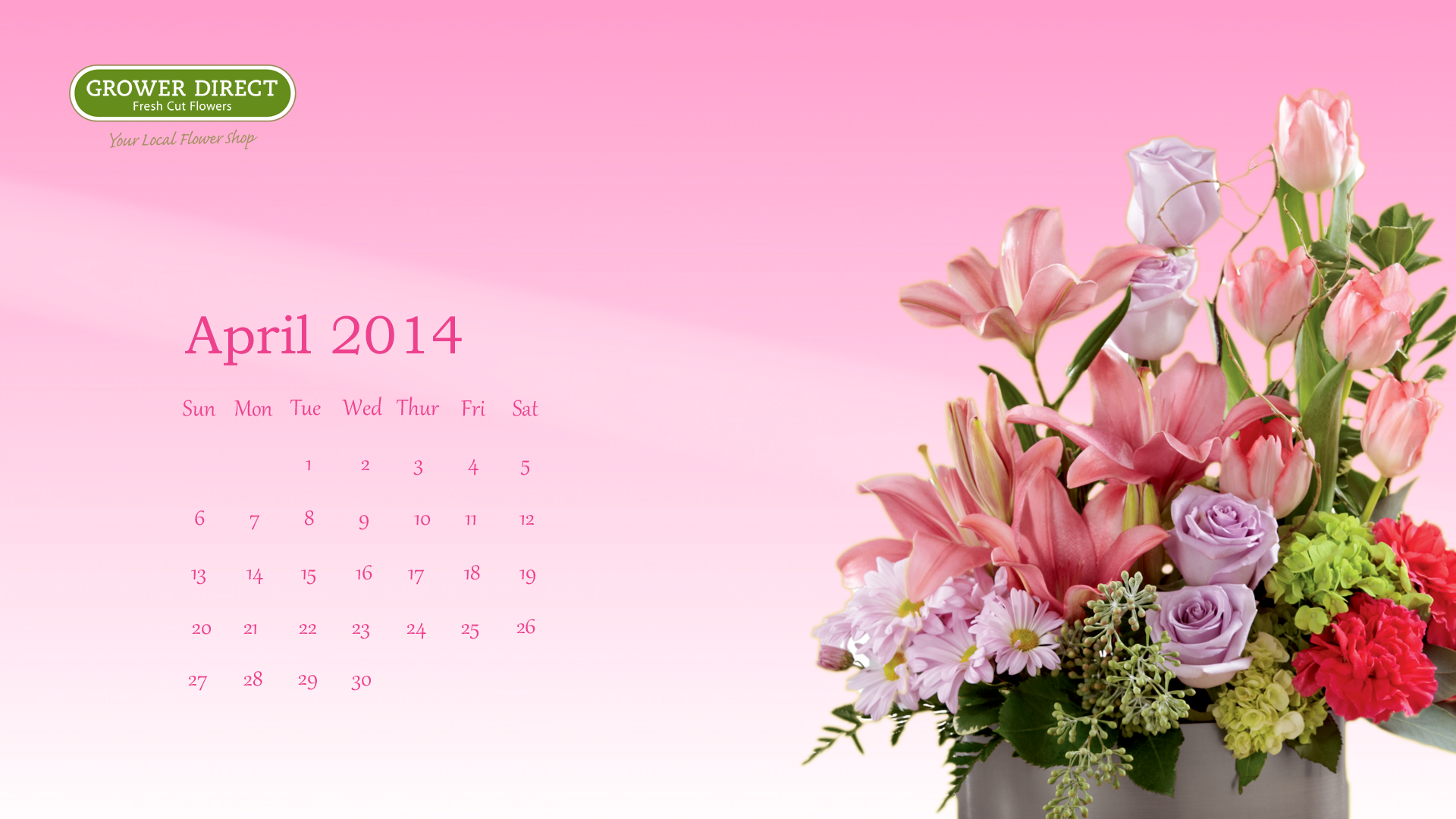 Freebie Friday Free April 2014 Desktop Calendar Wallpaper Grower