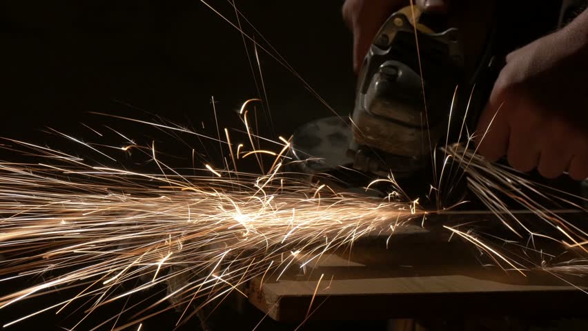 Metal Cutting Angle Grinder Cut Generated Sparks