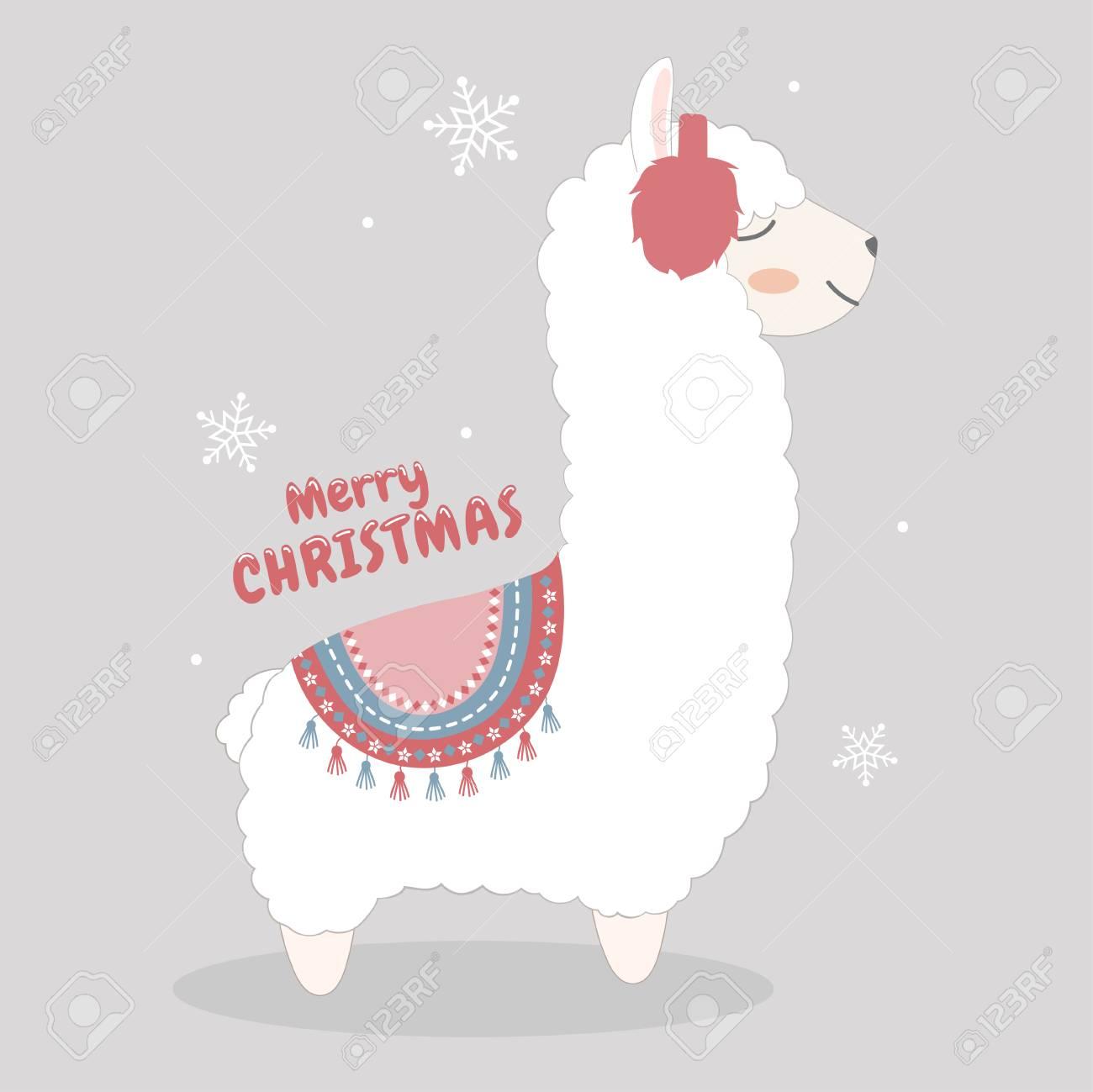 Cute Christmas Llama Royalty Svg Cliparts Vectors And