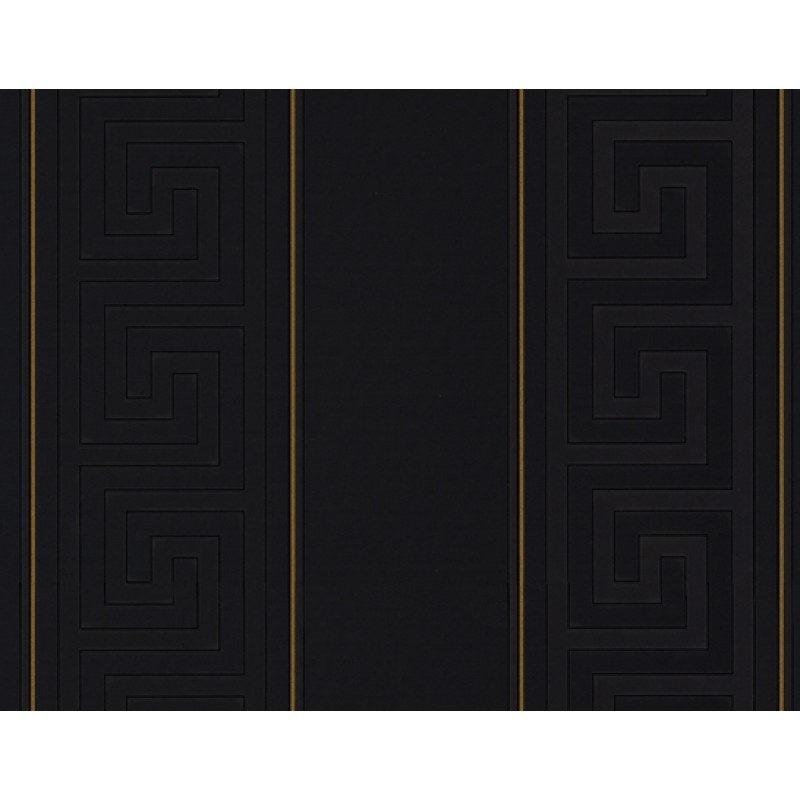 Home Versace Greek Key Black Stripe Luxury 70cm Wallpaper By