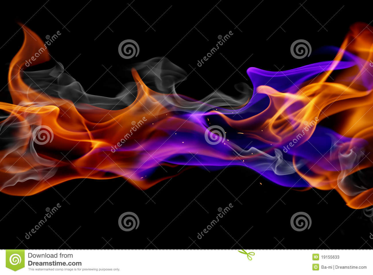 Red And Blue Flames Background Fire Isolated