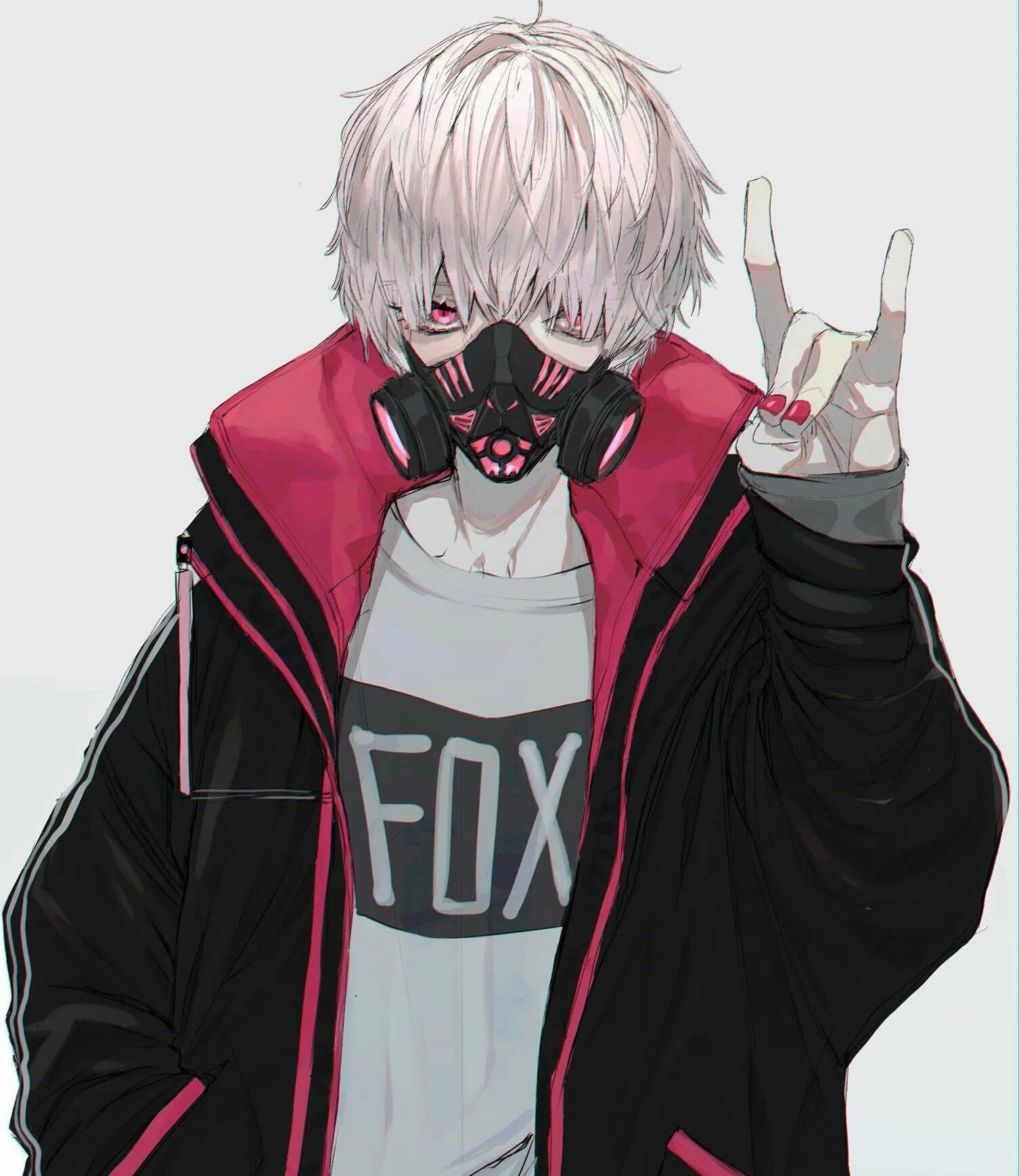 Anime Boy Gaming With Guy Wearing Mask Wallpaper