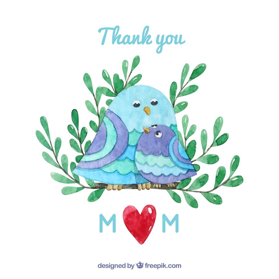 Mother S Day Background With Cute Birds Watercolor Style Wallpaper