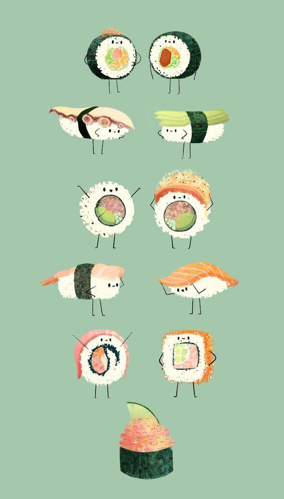 Cute Sushi Phone Wallpaper Lock Screen Drawing Drawings