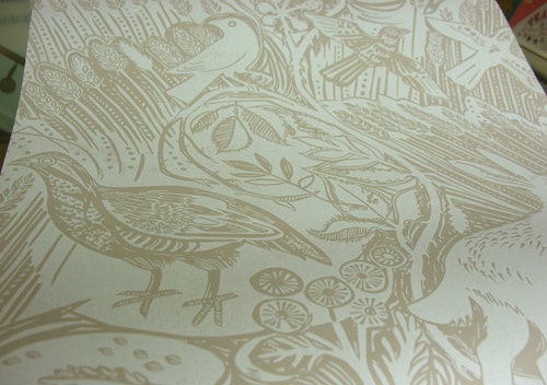Harvest Hare Wallpaper Remnants Natural Fabric Tinsmiths Linen