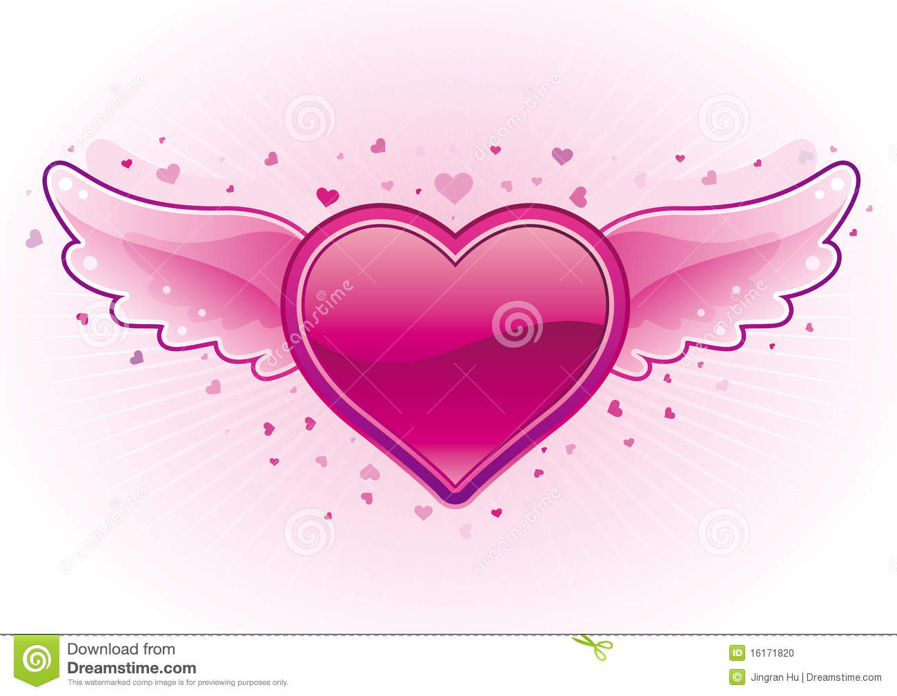 Pink Hearts With Wings Heart And