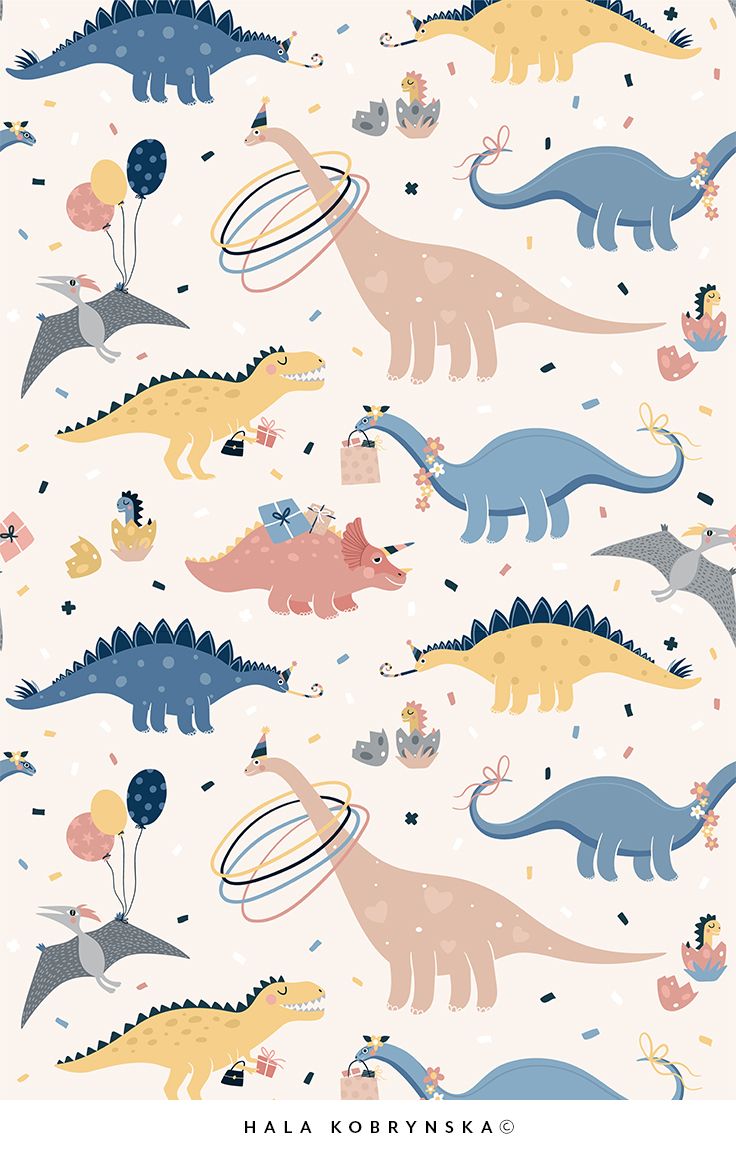 Super Cute Vector Patterns For Kids With Dino S BirtHDay Party
