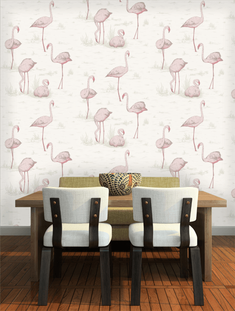 Cole And Son Flamingos Wallpaper White