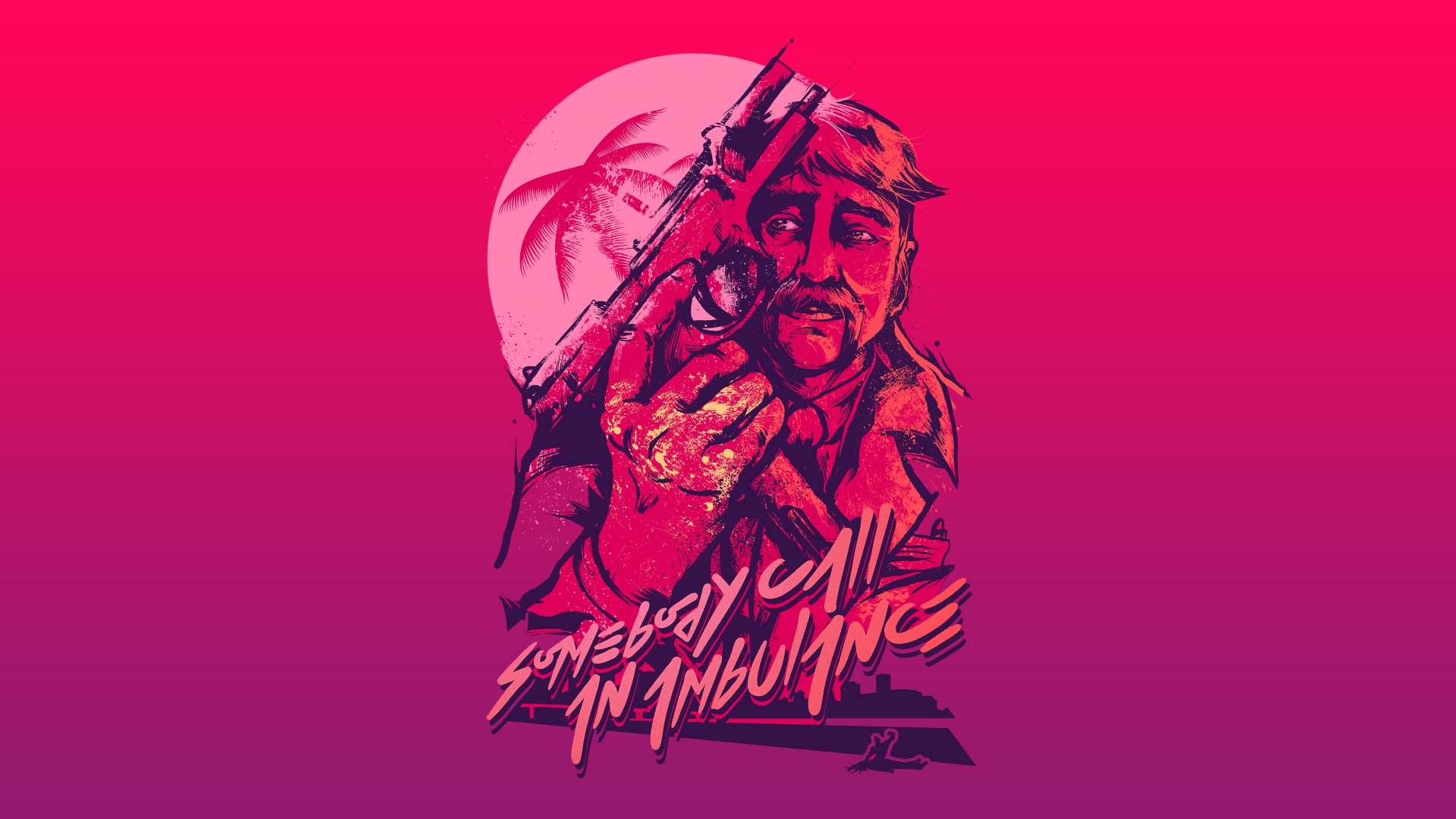 Miami Action Shooter Fighting Hotline Payday Poster Wallpaper