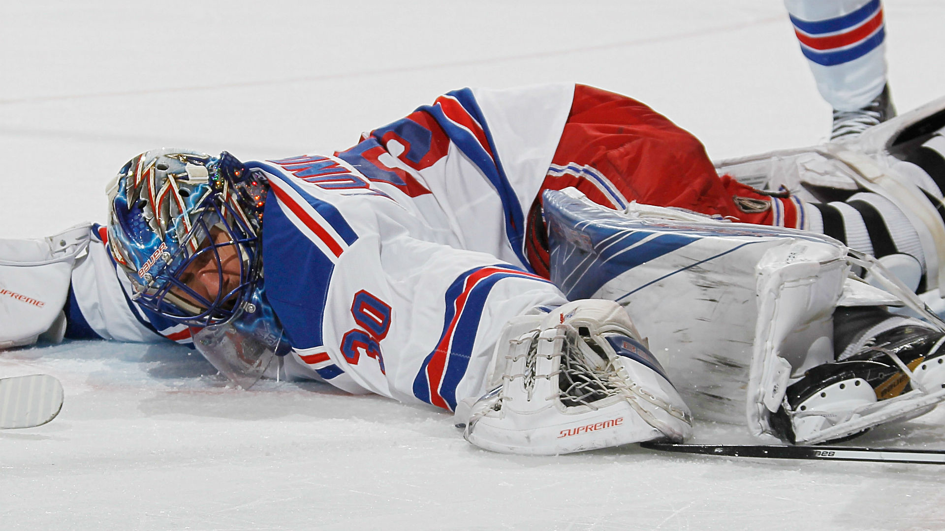 New York Rangers Goalie Henrik Lundqvist Makes a Save