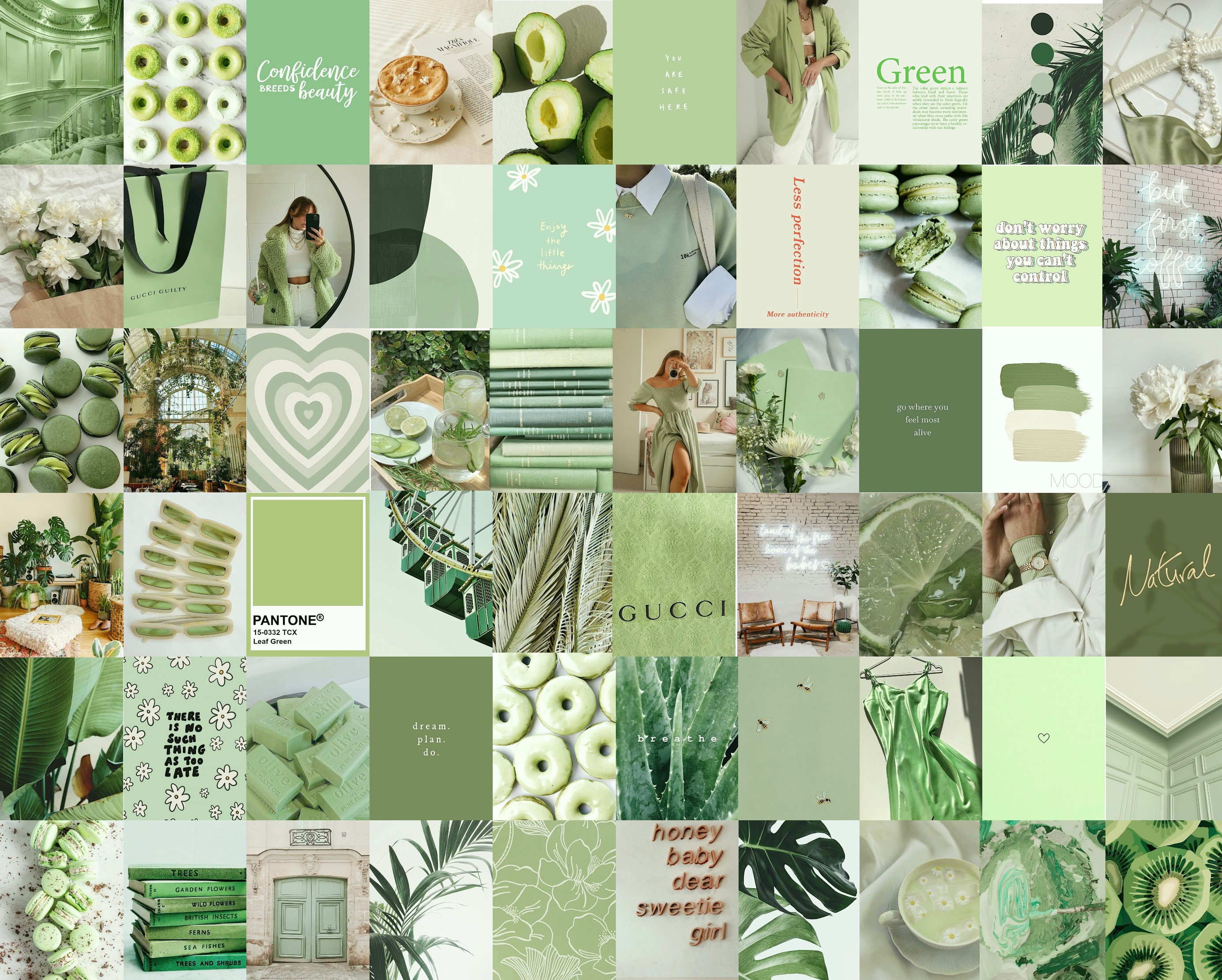 Photo Wall Collage Kit Mint Sage Green Aesthetic set of 78 Etsy