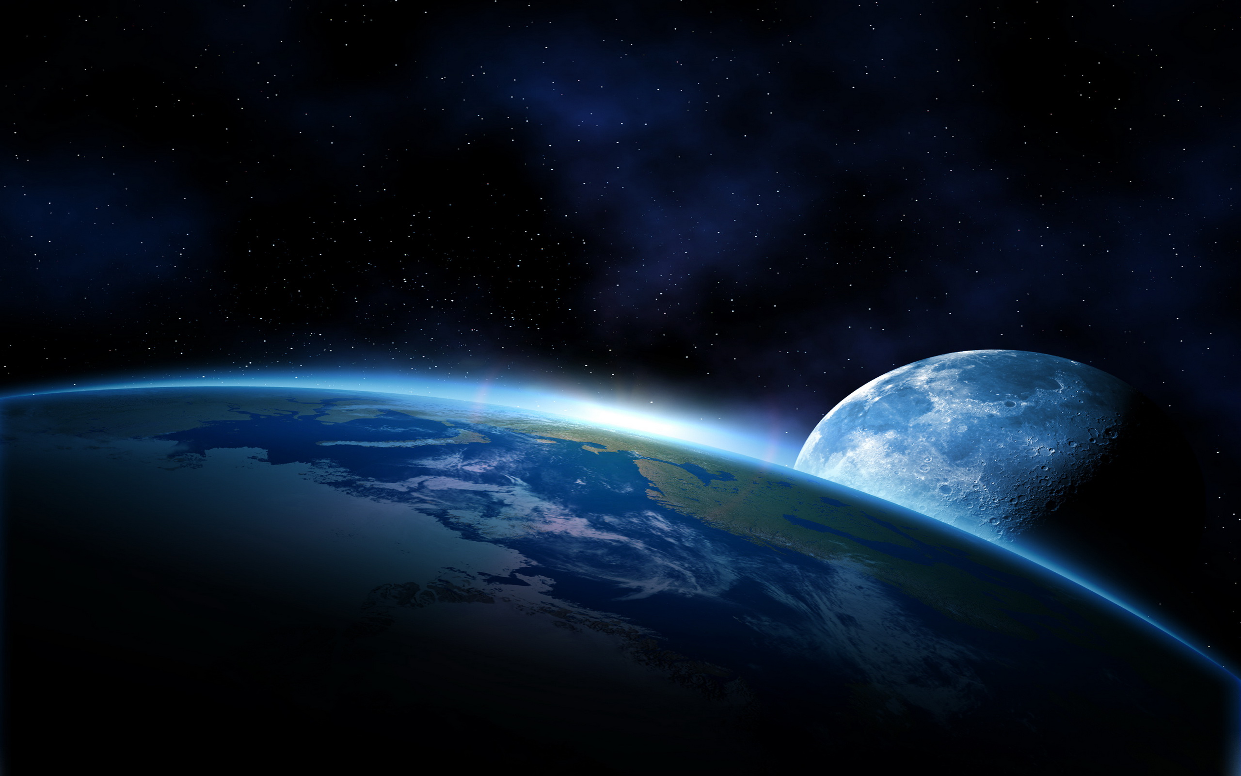A breathtaking view of Earth and the Moon from space, showcasing the vastness of the cosmos