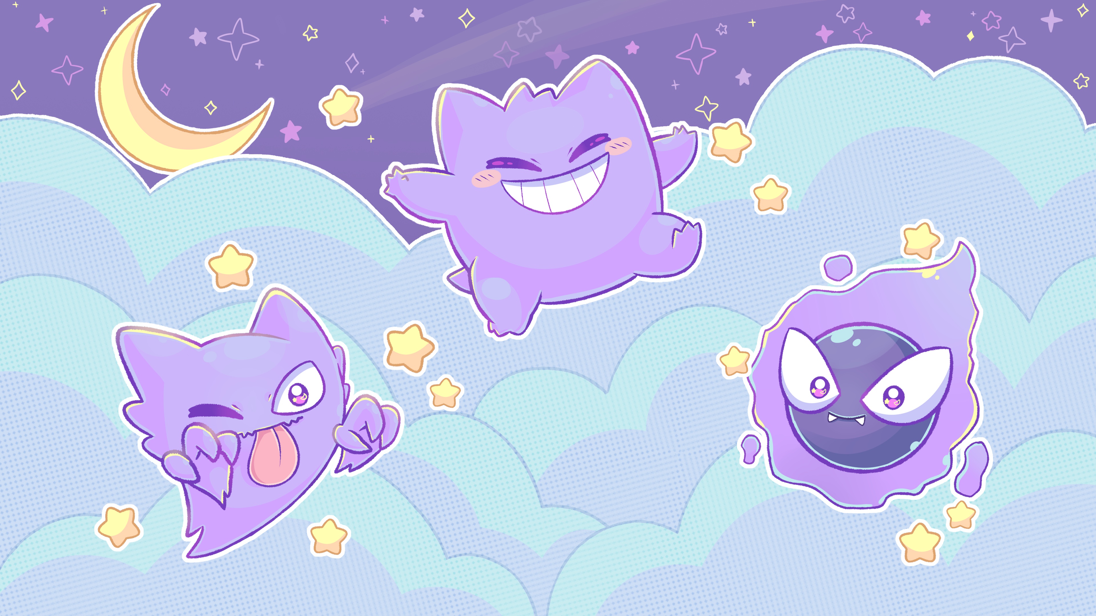 Ghostly Pok Mon Trio Wallpaper
