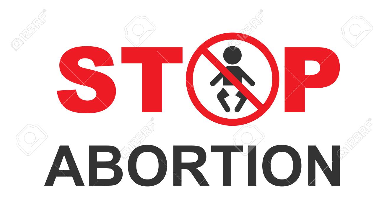 Stop Abortion Banner Icon In Flat Style Baby Choice Vector