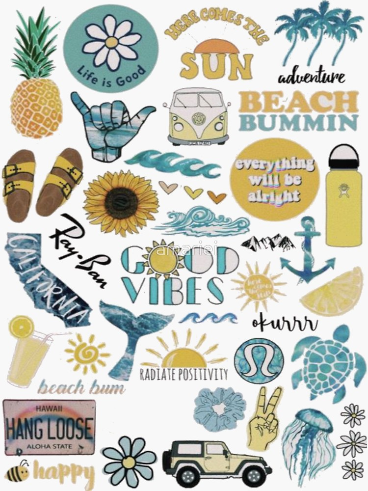 Blue Yellow Summer Pack Sticker By Amariei