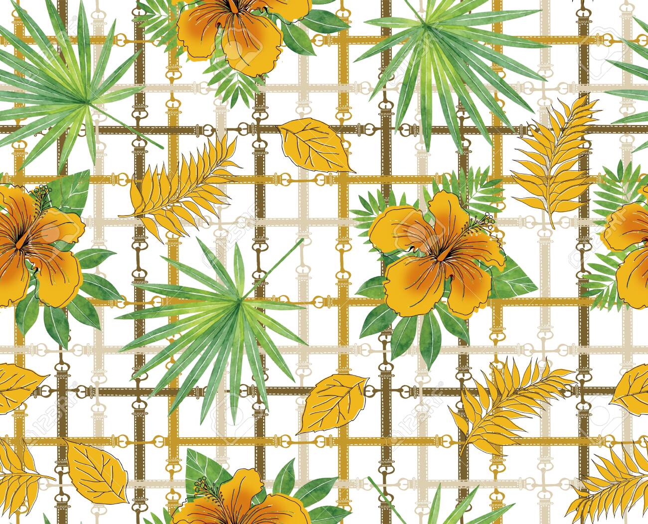 Background With Yellow Hibiscus Rosa Vintage Wallpaper In