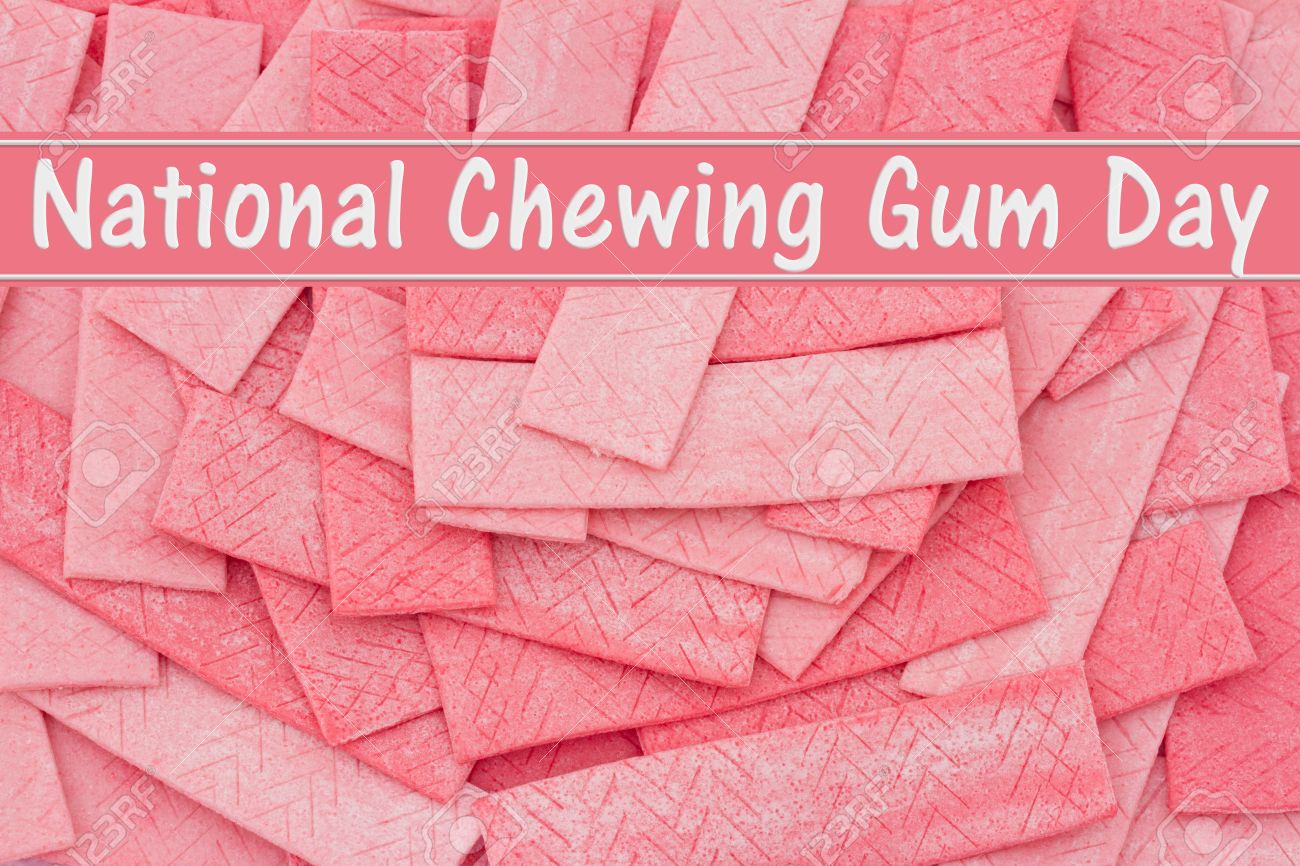 National Chewing Gum Day Message A Pink Bubble Background